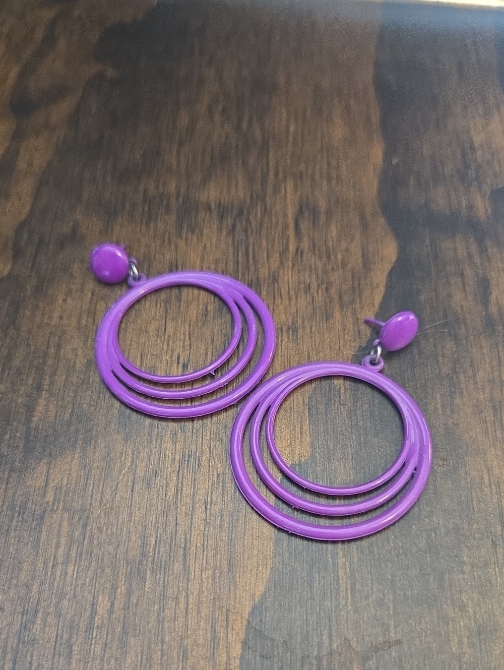 Purple Multi Hoop Dangle Earrings